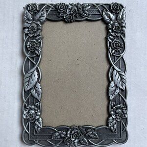 Metal Picture Frame Floral Ornate Free Standing Farmhouse Cottage Garden